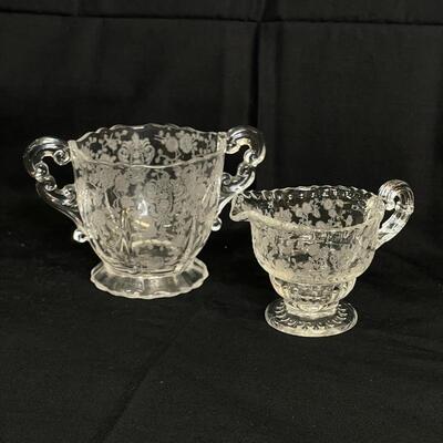 2 Piece Cambridge Rosepoint Etched Glass 