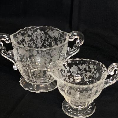 2 Piece Cambridge Rosepoint Etched Glass 
