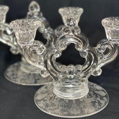 Pair of Rosepoint Candle Sticks