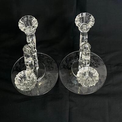 Pair of Rosepoint Candle Sticks