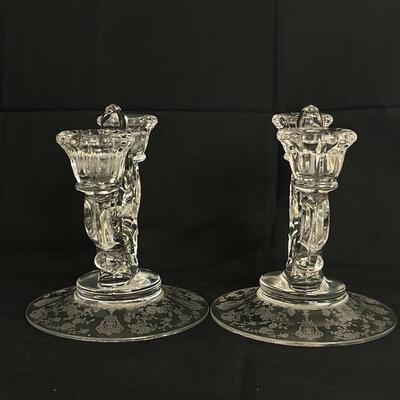 Pair of Rosepoint Candle Sticks