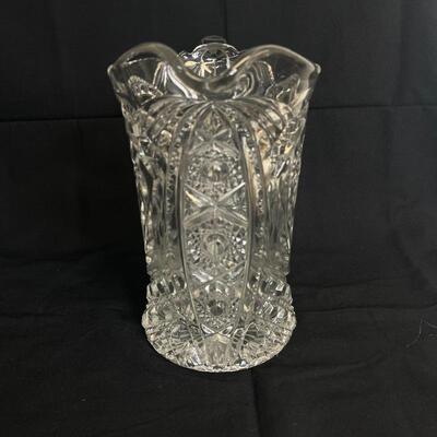 Vintage Pressed Glass Pitcher w/ Flowers