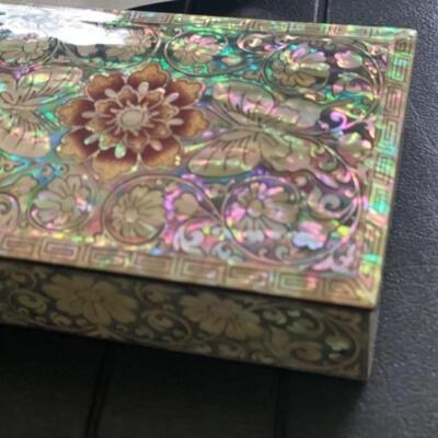 Pair Vintage Korean Lacquer / Mother of Pearl Inlaid  Boxes 