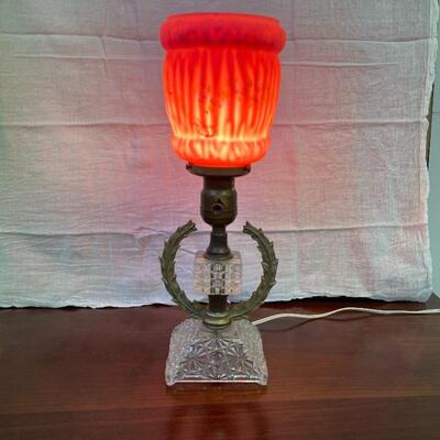 Vintage Boudoir Lamp with Hand Painted Shade  