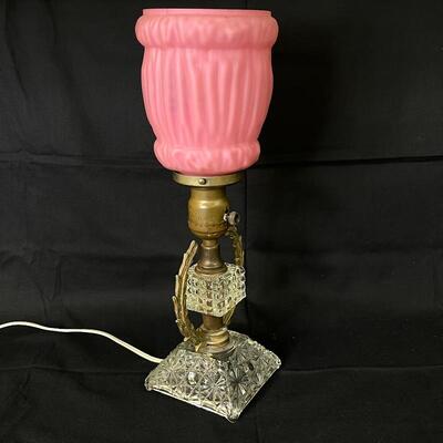 Vintage Boudoir Lamp with Hand Painted Shade  