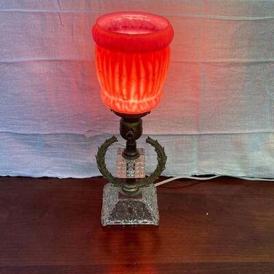 Vintage Boudoir Lamp with Hand Painted Shade  