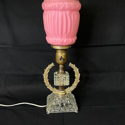 Vintage Boudoir Lamp with Hand Painted Shade  