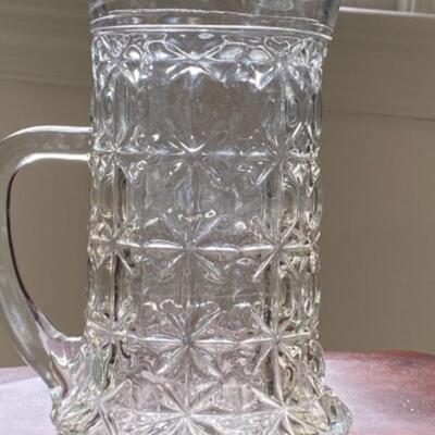 Vintage Darling EAPG Pressed Glass Block & Star Breakfast Pitcher 