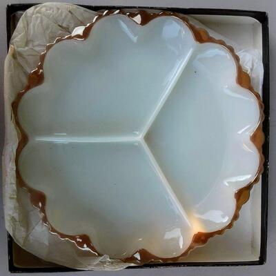 Vintage Anchor Hocking Divided Milk Glass Dish