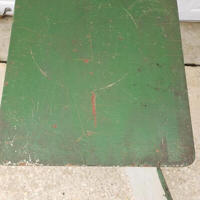 LOT #28. Vintage green wooden cabinet with shelf