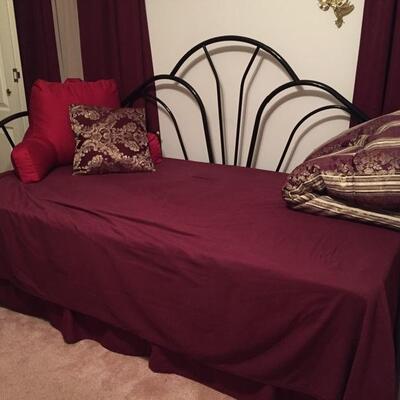 LOT #31. Black metal day bed with memory foam mattress pad