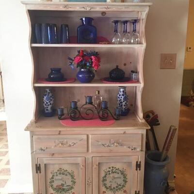 LOT #33. Hand painted, all wood kitchen hutch