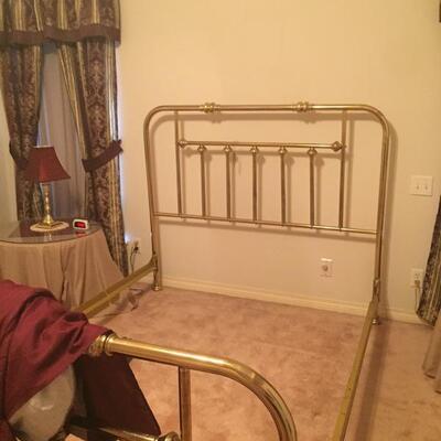 LOT #37. Metal goldtone queen size bed