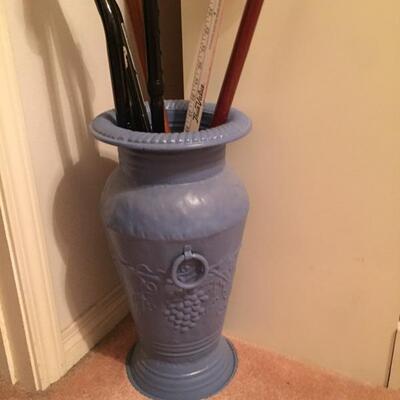 LOT #41. Blue metal umbrella stand