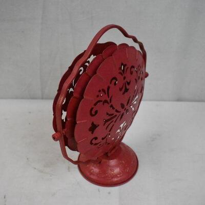 4 pc Love Decor, Wooden Red Bowl, Folding Treat Stand, Blue Rose, Clear Heart