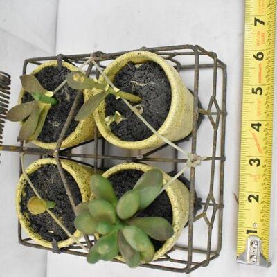 Faux Succulent Plants in Metal Basket