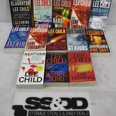 13 Paperback Fiction Books by Lee Child: Die Trying -to- Cleaning the Cold