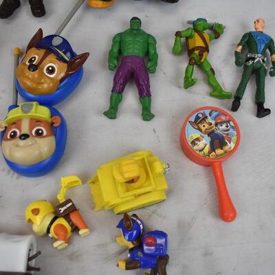 Lot of Toys: Action Figures, Paw Patrol, Walkie Talkies, etc