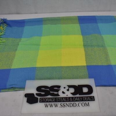 Thin Plaid Blanket, Yellow/Green/Blue, new condition 68