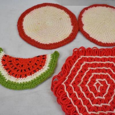 6 pc Handmade Crochet Pot Holders, Hot Pads