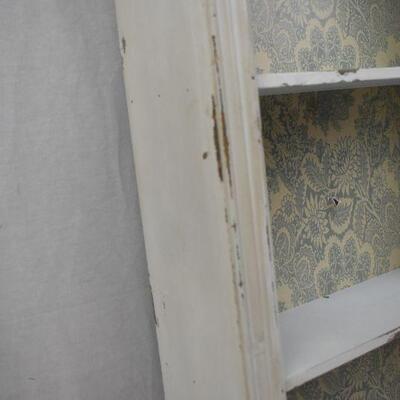 Wall Cabinet, Distressed with Vintage design floral wallpaper. Some damage