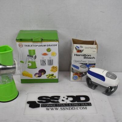 Adaptive Kitchen Tools, Tabletop Drum Grater and Automatic Jar Opener - Used