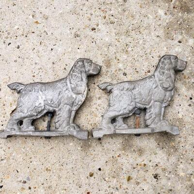 LOT #51. Two cast aluminum gate decorations, Irish setter