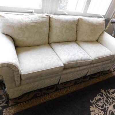 White Patterned Upholstered Three Cushioned Couch 89