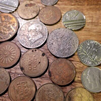 Lot of tokens and coins