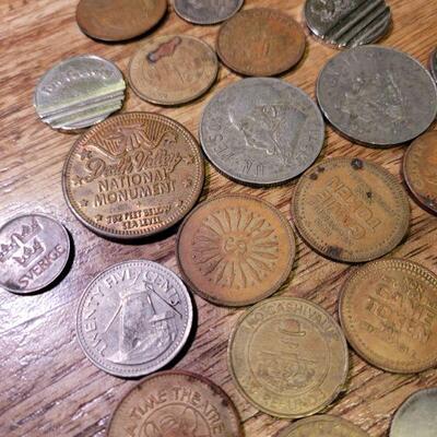 Lot of tokens and coins
