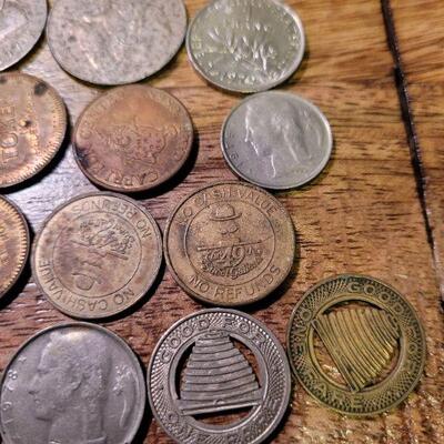 Lot of tokens and coins