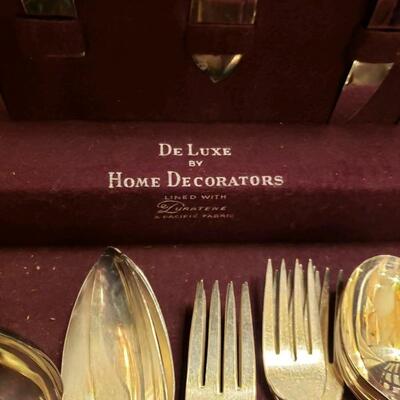 LOT #52. Set of vintage silver plate flatware with box, Prestige Plate. 
