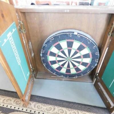 Dart Board with Wood Cabinet 
