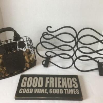  K -1316 Wine Rack / Cork Wire Basket / Friends Sign 