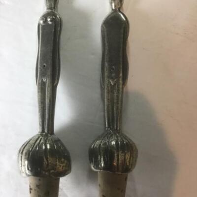 K - 1320  Signed by  Patrick Meyer -  Pewter Man & Woman Bottle Stoppers
