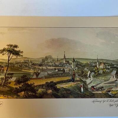 Beautiful chromolithograph Illustratuons of early German Countryside   