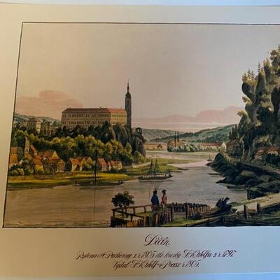 Beautiful chromolithograph Illustratuons of early German Countryside   