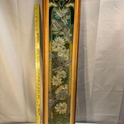 Flowers and Dragonflies Framed Stained Glass YD#020-499n