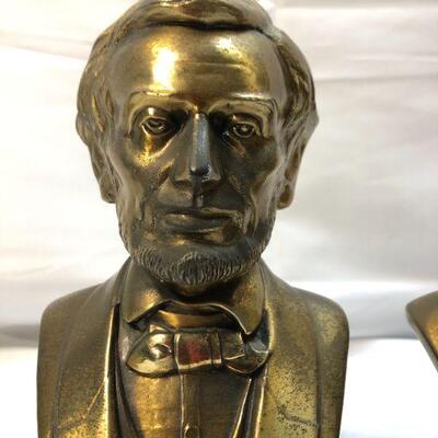 Vintage Brass Abraham Abe Lincoln Bookends YD#020-1220-00478