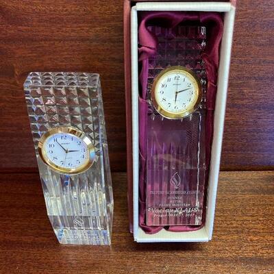 Pair of Collectible Desk or shelf clocks -  Ruckl  Czech Bohemian Cut lead crystal