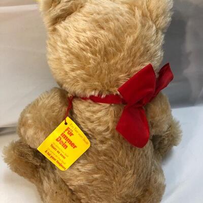 Classic Steiff Original Golden Honey Teddy Bear Jointed Plush 0201/41 w/ Tags Red Bow YD#020-1220-00964