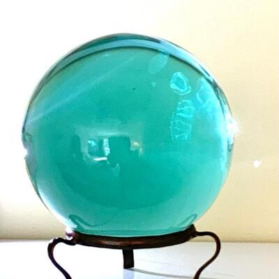 Beautiful Green Art Glass Globe on stand