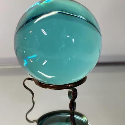 Beautiful Green Art Glass Globe on stand