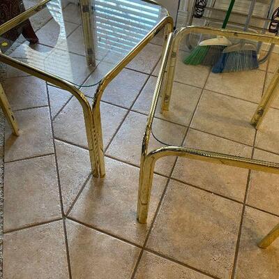 #107 Pair of Brass and Glass End Table 