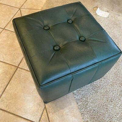 #110 Rolling Green Leather Ottoman Square A