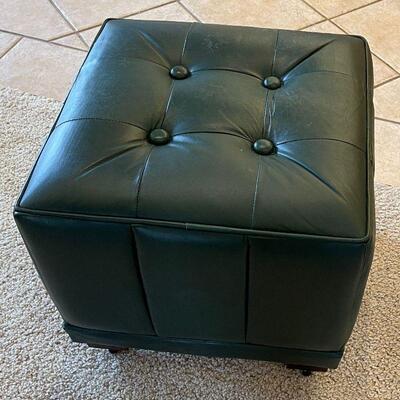 #111 Rolling Green Leather Ottoman Square B 