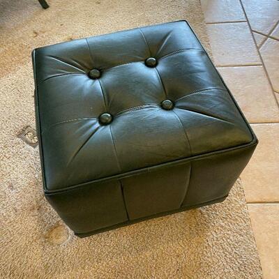 #111 Rolling Green Leather Ottoman Square B 