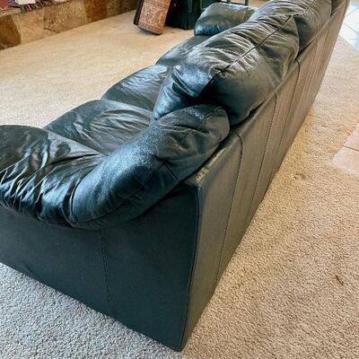 #113 Green Leather Sofa 