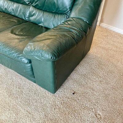 #113 Green Leather Sofa 