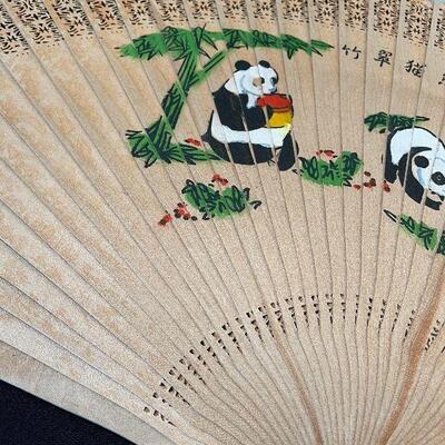 #129 Panda on one side and Wild Horsed  Fan from Asia 